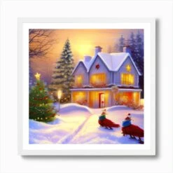 Christmas Eve Art Print -Xmas Gifts Hub m2Fgen2Fart print square framed white2F7c8d8b15 16dd 4470 8dc0 c5fb652ed503