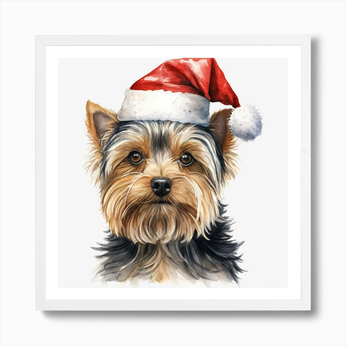 Yorkshire Terrier Christmas Hat 1 Art Print 6 Yorkshire Terrier Christmas Hat 1 Art Print - Image 4