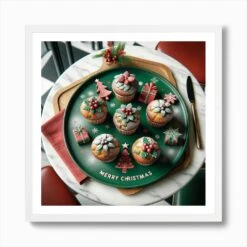 Christmas Cupcakes Art Print -Xmas Gifts Hub m2Fgen2Fart print square framed white2F80cb5df6 2097 45d9 af4c ef745142191e
