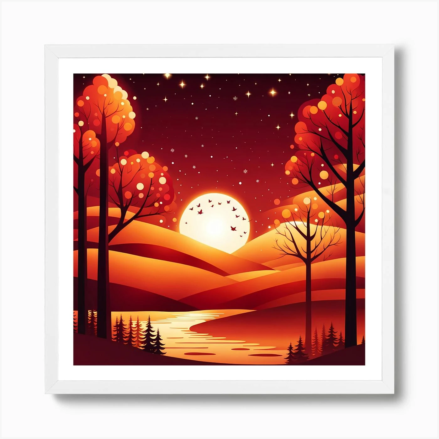 Christmas Red Winter Landscape In The Mountains, Christmas Days, Christmas Concept Art, Christmas Vector Art, Vector Art, Christmas Art, Christmas, Christmas Trees 7 Art Print 6 Christmas Red Winter Landscape In The Mountains, Christmas Days, Christmas Concept Art, Christmas Vector Art, Vector Art, Christmas Art, Christmas, Christmas Trees 7 Art Print - Image 4