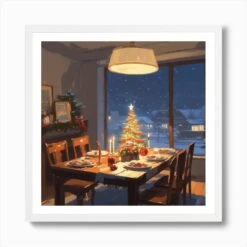 Christmas Table 1 Art Print -Xmas Gifts Hub m2Fgen2Fart print square framed white2F894c1cf8 831a 4fd5 86dd f603466b80bf