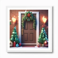 Christmas Decoration On Home Door Low Poly Isometric Art 3d Art High Detail Artstation Concept (1) Art Print -Xmas Gifts Hub m2Fgen2Fart print square framed white2F8a8ce079 511f 45d1 8f26 18018ba46620