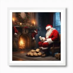 Christmas Santa 44 Art Print -Xmas Gifts Hub m2Fgen2Fart print square framed white2F8f019787 b488 4282 a619 a7f82879ee06