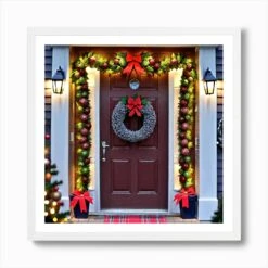 Christmas Door Decorations 12 Art Print -Xmas Gifts Hub m2Fgen2Fart print square framed white2F90ae3a9f 161e 4fdd 9a0d d29e6d796b8c