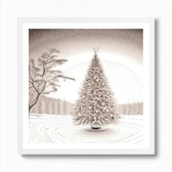 Christmas Tree 12 Art Print -Xmas Gifts Hub m2Fgen2Fart print square framed white2F91043ca4 7573 4f59 90f0 cd0d8c49c44c
