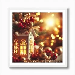 Christmas Decoration With A Lantern Art Print 11 Christmas Decoration With A Lantern Art Print -Xmas Gifts Hub m2Fgen2Fart print square framed white2F910f12e2 b7cf 4284 9441 a8d44933ee82