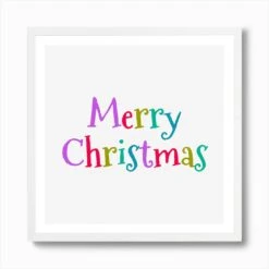 Merry Christmas Art Print -Xmas Gifts Hub m2Fgen2Fart print square framed white2F91a666b2 19dc 4780 a62b 9e59b05d1d5b