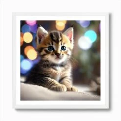 Christmas Kitten 2 Art Print -Xmas Gifts Hub m2Fgen2Fart print square framed white2F95986e2f b795 4fa6 af2e deb55c61a962