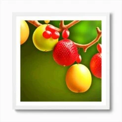 Christmas Tree With Fruits Art Print -Xmas Gifts Hub m2Fgen2Fart print square framed white2F96d5949d b28d 469f b9d9 e83b00113b20