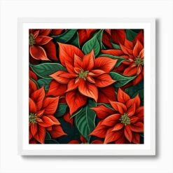 Christmas Poinsettia 1 Art Print -Xmas Gifts Hub m2Fgen2Fart print square framed white2F97577797 221c 437b b865 b7315e8ed353