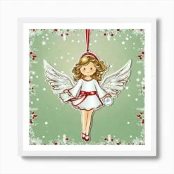 Angel Christmas Ornament Art Print -Xmas Gifts Hub m2Fgen2Fart print square framed white2F97c1a2c0 5243 4a04 a822 05ca55a65a1c