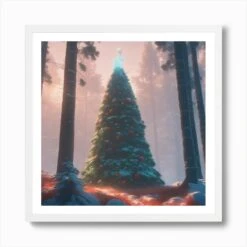 Christmas Tree In The Forest 123 Art Print -Xmas Gifts Hub m2Fgen2Fart print square framed white2F9e99d694 6114 4e23 a1ad 1ffb87b9c16d