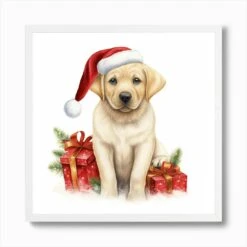 Christmas Labrador Retriever 1 Art Print -Xmas Gifts Hub m2Fgen2Fart print square framed white2F9fc8342b eddb 44d5 8ad0 67cfe4482811