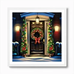 Christmas Door 49 Art Print -Xmas Gifts Hub m2Fgen2Fart print square framed white2Fa0acd963 2abc 4ab6 884c bda4789d8992