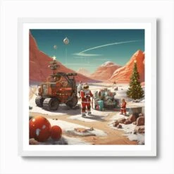 Christmas On Mars Art Print -Xmas Gifts Hub m2Fgen2Fart print square framed white2Fa8a147b4 20bf 4d3e bd5f edee71e86e68
