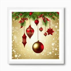 Christmas Ornaments 10 Art Print -Xmas Gifts Hub m2Fgen2Fart print square framed white2Fa9a97f85 e82a 4489 8afd 83ada89243a4