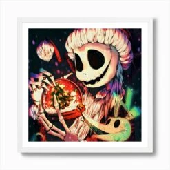 Christmas Skull Art Print -Xmas Gifts Hub m2Fgen2Fart print square framed white2Fabf81b12 6802 417b a0e2 b24b07b0c80d