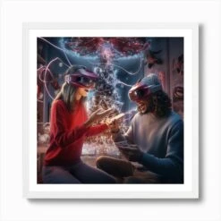 Virtual Reality Christmas 1 Art Print -Xmas Gifts Hub m2Fgen2Fart print square framed white2Fb261be8d dba0 4e69 9fe5 53da7e40ea3a