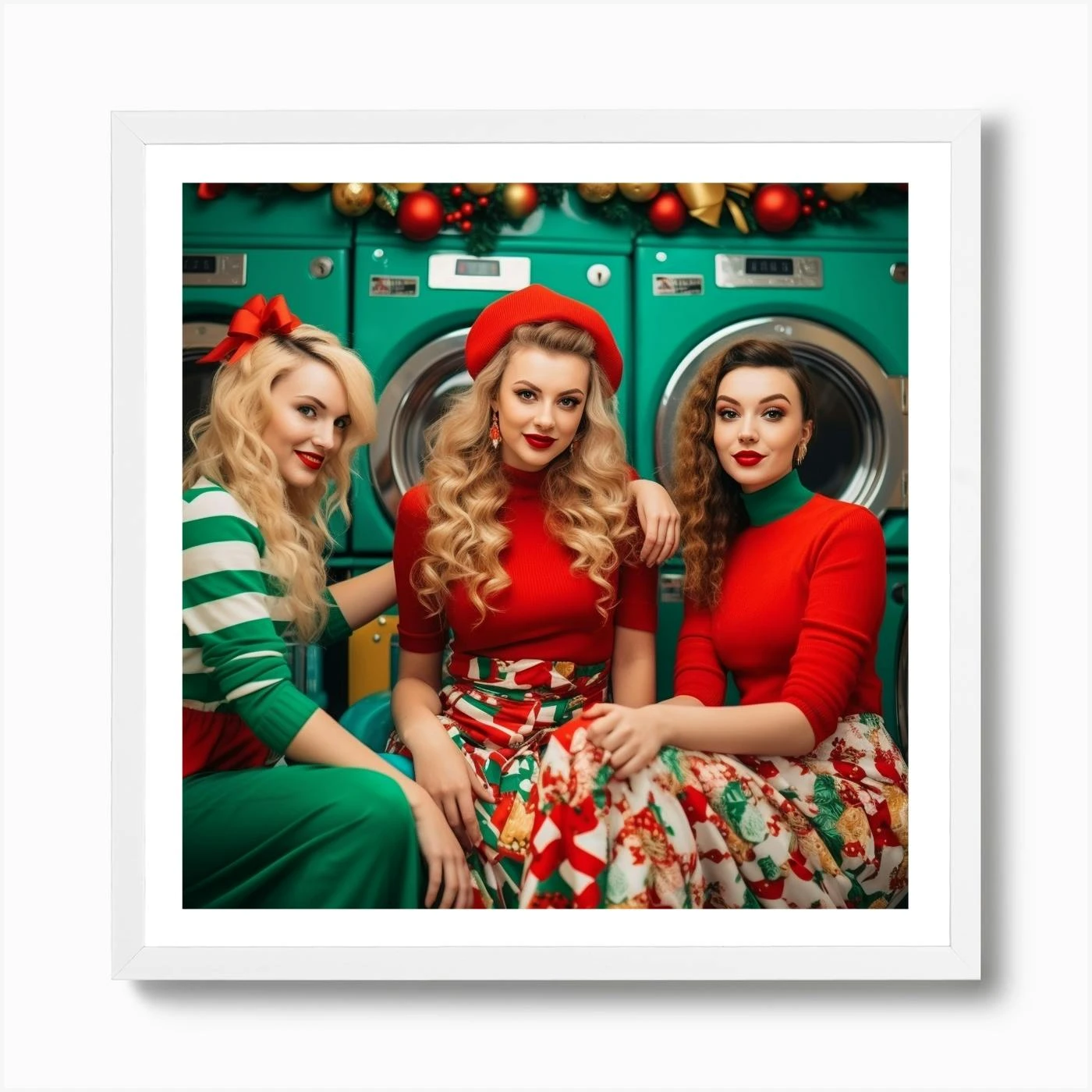 Beautiful Women In Christmas Clothes In The Laundry Art Print 6 Beautiful Women In Christmas Clothes In The Laundry Art Print - Image 4
