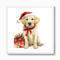 Christmas Labrador Retriever Art Print -Xmas Gifts Hub m2Fgen2Fart print square framed white2Fb9988474 66b6 43cd a20d 2918fbecce3e