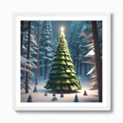 Christmas Tree In The Forest 103 Art Print -Xmas Gifts Hub m2Fgen2Fart print square framed white2Fbffbec6f bf06 4fe8 b64c d8593043e1b3