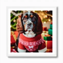 Christmas Dog Art Print -Xmas Gifts Hub m2Fgen2Fart print square framed white2Fc1378b4a 60fb 4fdc 8cee d8525660cca3
