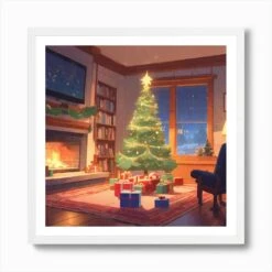 Christmas Tree In The Living Room 41 Art Print -Xmas Gifts Hub m2Fgen2Fart print square framed white2Fc23745a1 543c 4bac a5b5 32009741f2c6