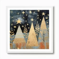 Christmas Trees 3 Art Print -Xmas Gifts Hub m2Fgen2Fart print square framed white2Fc48b7466 933e 4fb2 aba2 0f80a0a52756