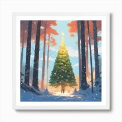Christmas Tree In The Forest 20 Art Print -Xmas Gifts Hub m2Fgen2Fart print square framed white2Fc7f97bbf 164f 419d ba45 1a70eb81956e