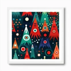 Christmas Tree Abstract Art Art Print -Xmas Gifts Hub m2Fgen2Fart print square framed white2Fc9167361 42a1 4c6d 957f 5ffd0ef10a74