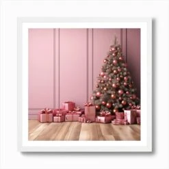 Christmas Tree With Presents Art Print -Xmas Gifts Hub m2Fgen2Fart print square framed white2Fc9c1e18e 7129 438b 948f 8b42a41a44dc