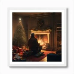Christmas In The Living Room 22 Art Print -Xmas Gifts Hub m2Fgen2Fart print square framed white2Fc9d93338 6255 4a32 abf2 6388baa23805