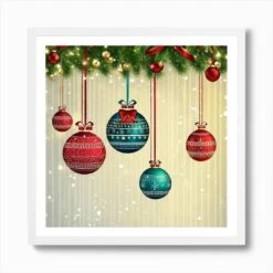 Christmas Ornaments 17 Art Print -Xmas Gifts Hub m2Fgen2Fart print square framed white2Fccc06d66 c98b 4630 b7ed 69337b3e32ba