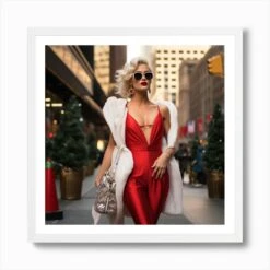 Sexy Woman On Christmas Eve Art Print -Xmas Gifts Hub m2Fgen2Fart print square framed white2Fd0668d2d 1f0f 438a 8bd3 b005015a0bac