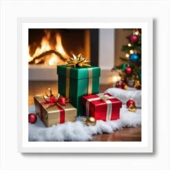 Christmas Presents 10 Art Print -Xmas Gifts Hub m2Fgen2Fart print square framed white2Fd160ba0c 1db5 4d7c 9803 c20daad52944
