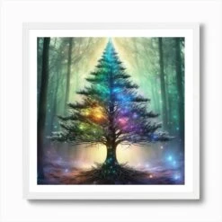 Christmas Tree In The Forest 41 Art Print -Xmas Gifts Hub m2Fgen2Fart print square framed white2Fd4756bbd acd3 4387 b19e 7e83480c76b6