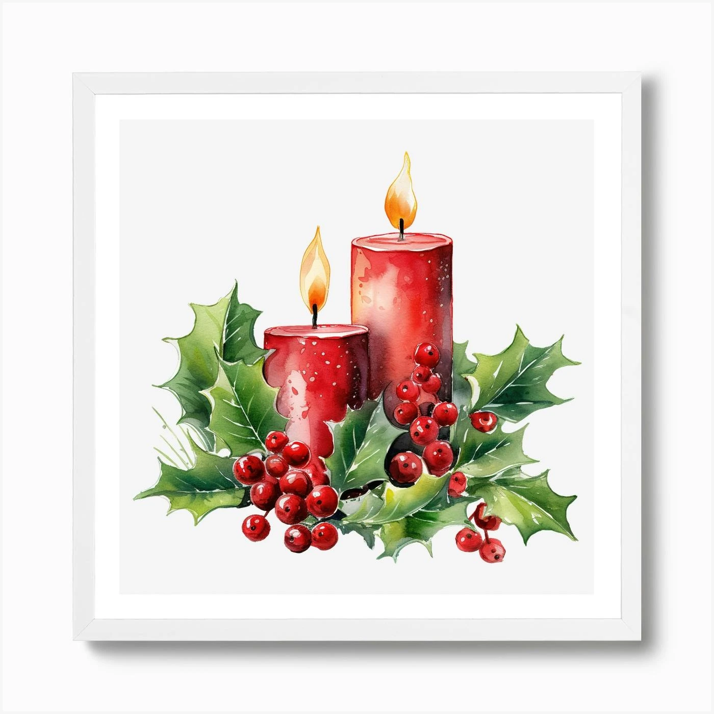 Christmas Candles With Holly 6 Art Print 6 Christmas Candles With Holly 6 Art Print - Image 4