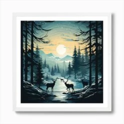 Deer In The Forest For Christmas Art Print 11 Deer In The Forest For Christmas Art Print -Xmas Gifts Hub m2Fgen2Fart print square framed white2Fdf5bf8b5 5ecd 4b47 93a3 26872e67ebe9
