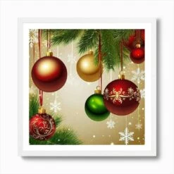 Christmas Ornaments 164 Art Print -Xmas Gifts Hub m2Fgen2Fart print square framed white2Fe0a382d8 fda2 4db1 8dd1 4043a6e123bc