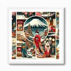 Christmas In Japan Culture 1 Art Print -Xmas Gifts Hub m2Fgen2Fart print square framed white2Fe8a23394 991a 415a adc2 431825cf437d