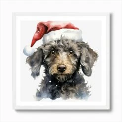 Dachshund Christmas Hat Art Print -Xmas Gifts Hub m2Fgen2Fart print square framed white2Fee6b4e73 fd6d 4f41 a698 fe7765a620b1