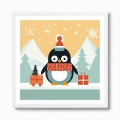 Christmas Penguin Art Print 11 Christmas Penguin Art Print -Xmas Gifts Hub m2Fgen2Fart print square framed white2Ff2ae6ebb a7e4 4358 b6e6 d466bd2ee03a