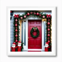 Christmas Door Decorations 7 Art Print -Xmas Gifts Hub m2Fgen2Fart print square framed white2Ff3e5894f 14ce 441d a832 f5f0dbafd5f7