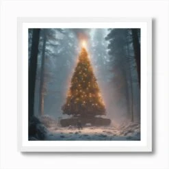 Christmas Tree In The Woods 13 Art Print -Xmas Gifts Hub m2Fgen2Fart print square framed white2Ff5db596a f453 404a 87da 7fe26a0bac4c