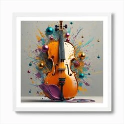 Christmas Violin Art Print -Xmas Gifts Hub m2Fgen2Fart print square framed white2Ff955d0b9 2dc2 4e17 a825 cb631401e53f