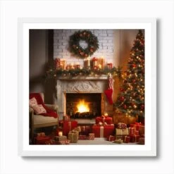 Christmas In The Living Room 2 Art Print -Xmas Gifts Hub m2Fgen2Fart print square framed white2Ffa3a04a5 7c34 454d 8009 89cfa06154fa