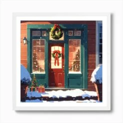 Christmas Door 45 Art Print -Xmas Gifts Hub m2Fgen2Fart print square framed white2Ffc8ff6a6 aa49 47dd 963e e794ea702f3e