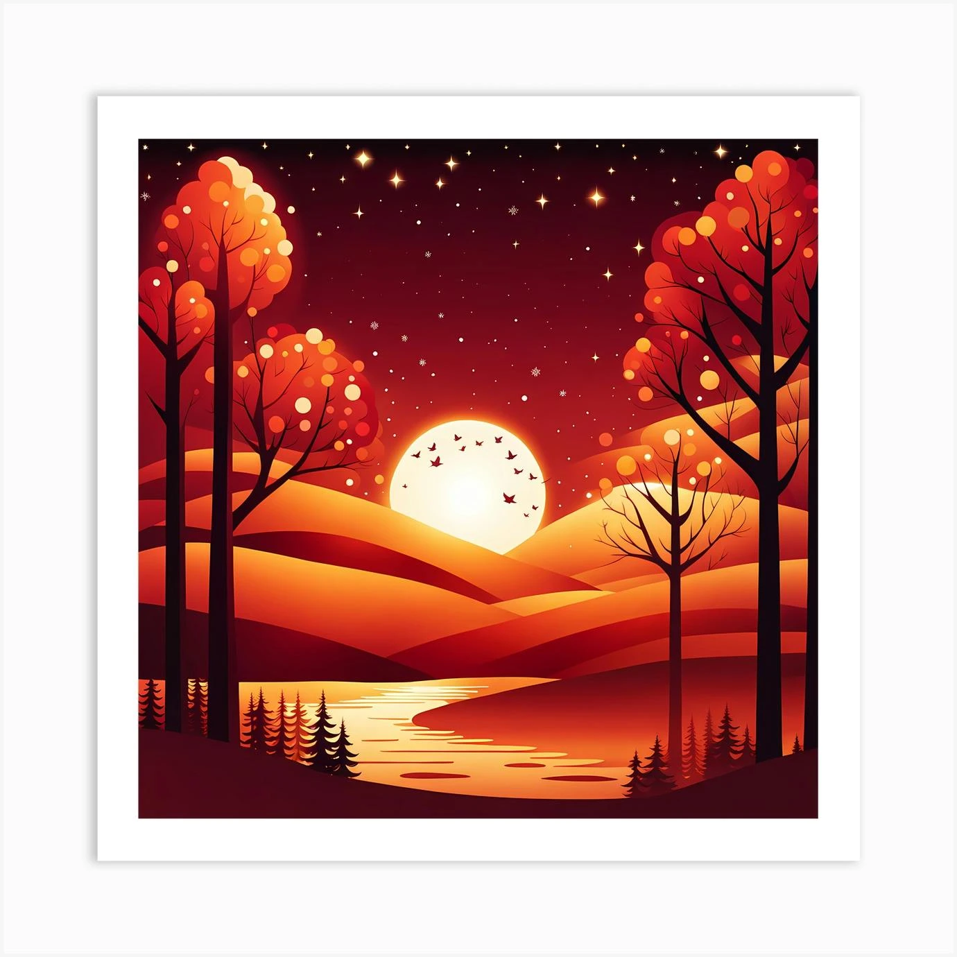 Christmas Red Winter Landscape In The Mountains, Christmas Days, Christmas Concept Art, Christmas Vector Art, Vector Art, Christmas Art, Christmas, Christmas Trees 7 Art Print 3 Christmas Red Winter Landscape In The Mountains, Christmas Days, Christmas Concept Art, Christmas Vector Art, Vector Art, Christmas Art, Christmas, Christmas Trees 7 Art Print