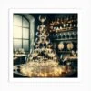 Wine Glasses Christmas Tree Art Print