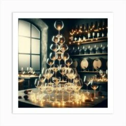 Wine Glasses Christmas Tree Art Print